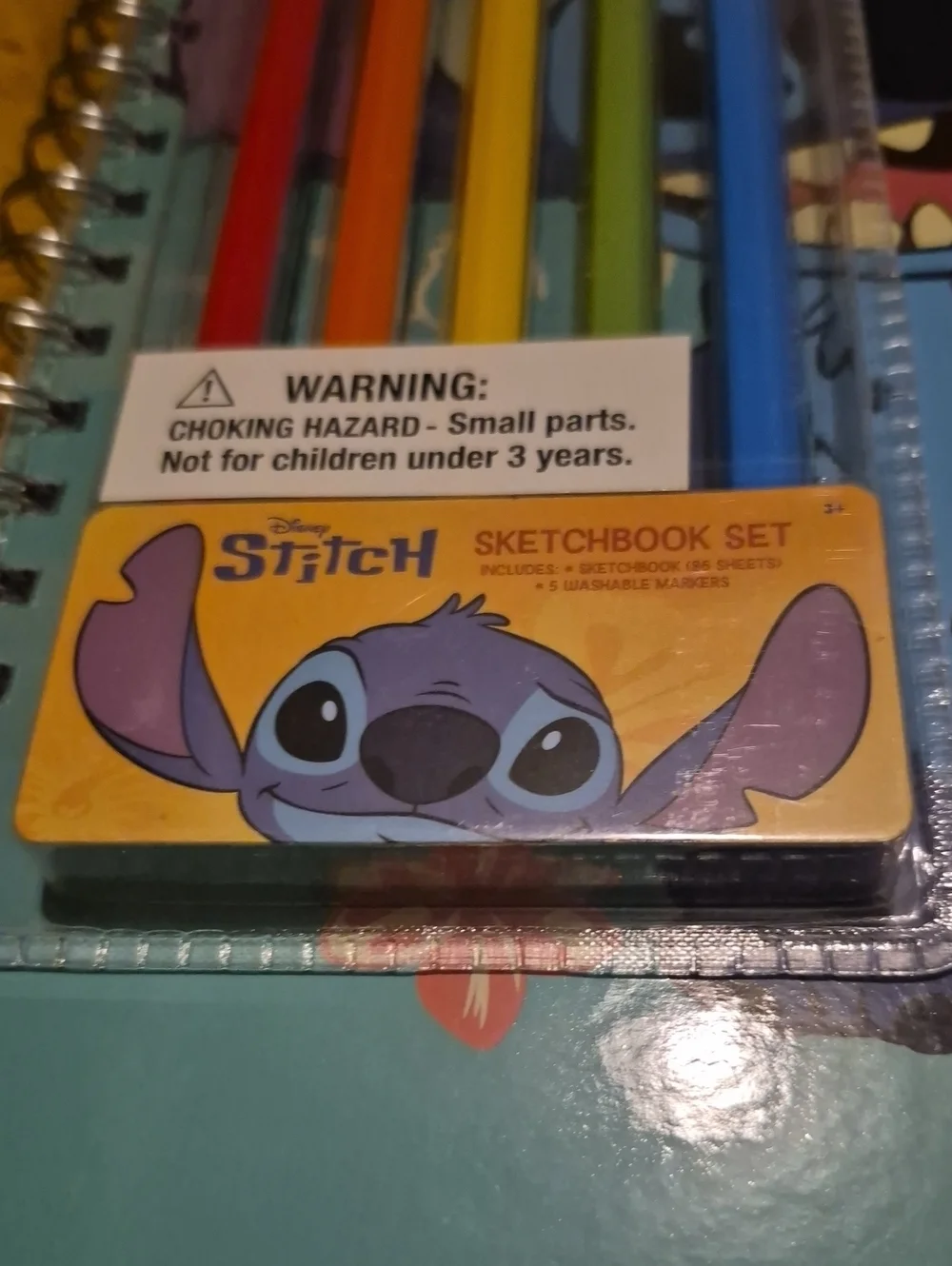 Disney Stitch Sketchbook Set with Multicolor Markers- Blue & Yellow